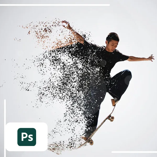 Photo montage, skateur avec un effet de dispersion par Tifani Gentillet